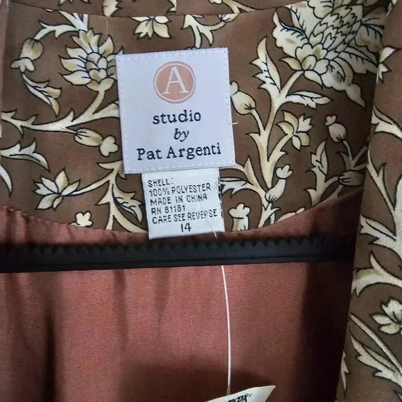 Studio By Pat Argenti Brown Floral Dress Jacket Women’s 14 NWT - Picture 8 of 12